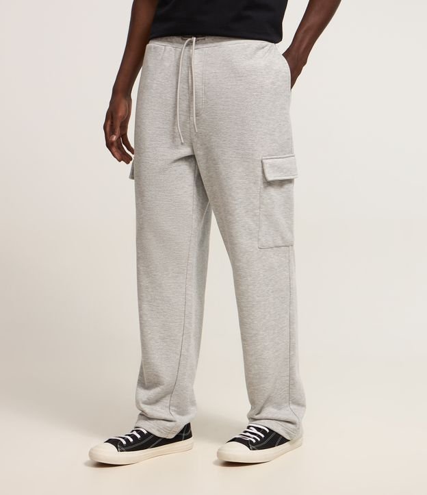 Calça Baggy em Moletom com Bolso Cargo