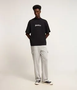 Calça Baggy em Moletom com Bolso Cargo