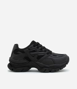 Tênis Jogging Chuncky em PU com Detalhes em Recorte
