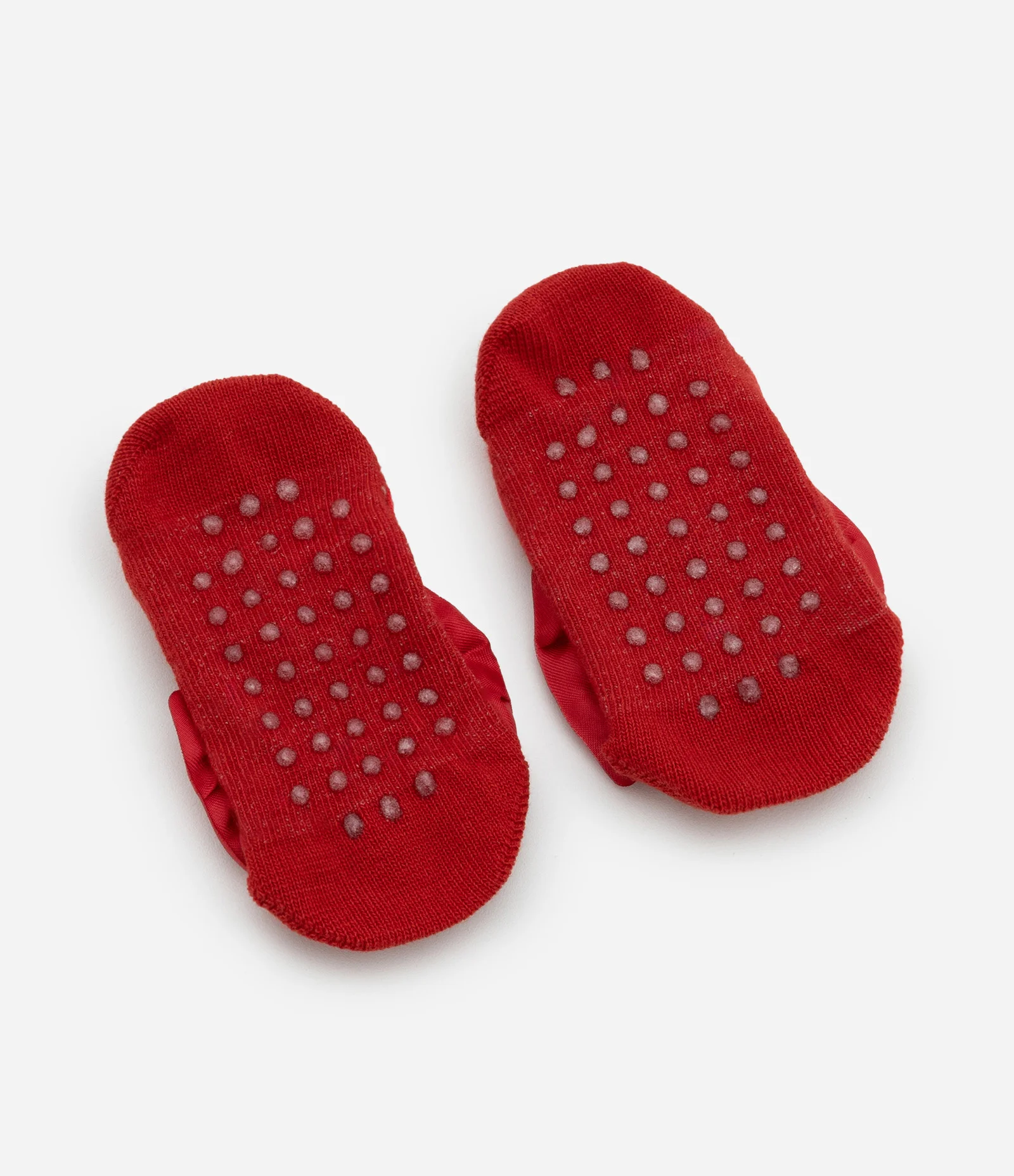 Meia Sapatilha Infantil com Antiderrapante e Laço - Tam 0 a 12 meses Vermelho 2