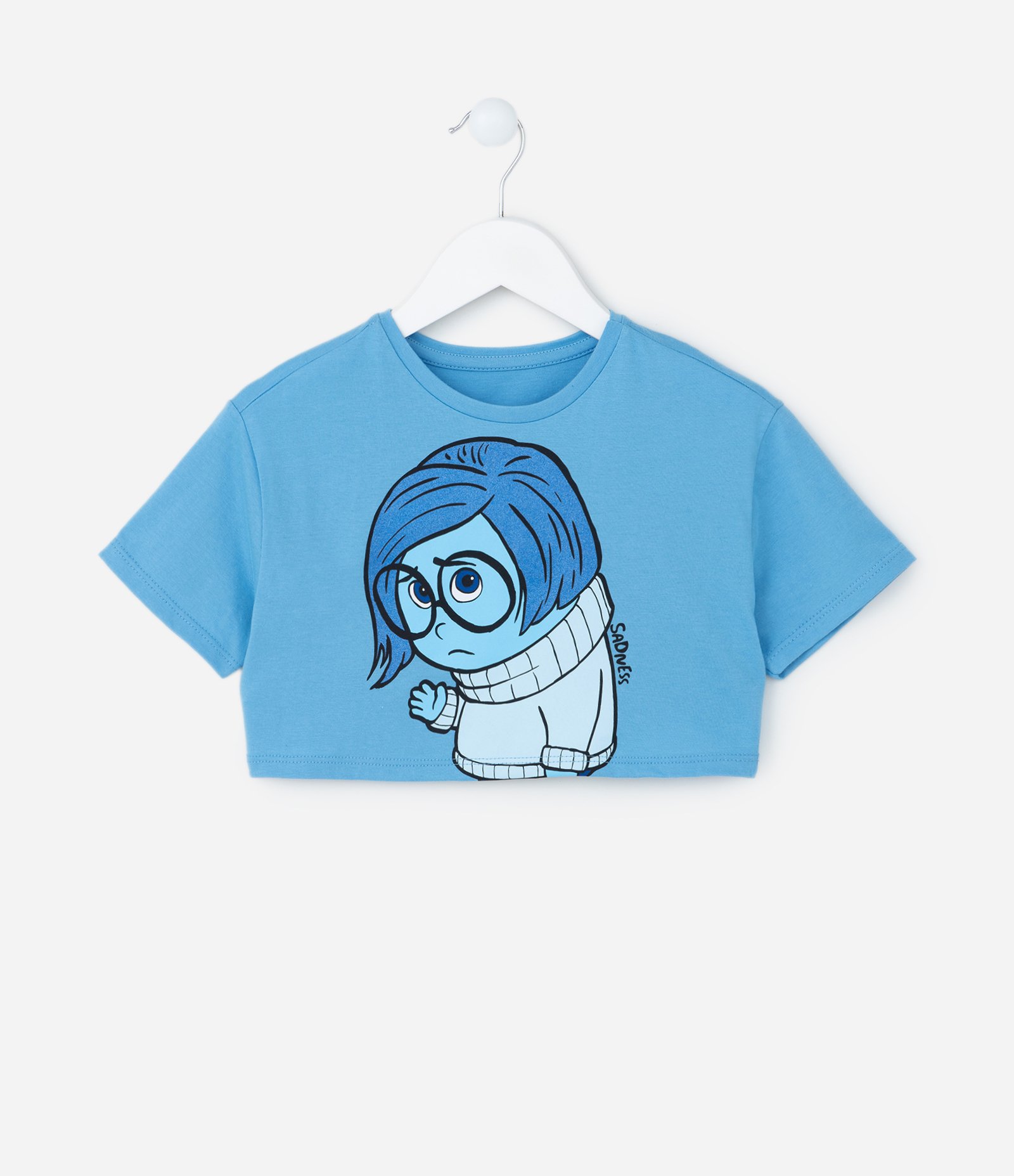 Camiseta Cropped Infantil com Estampa Divertidamente - Tam 2 a 10 Anos Azul 1