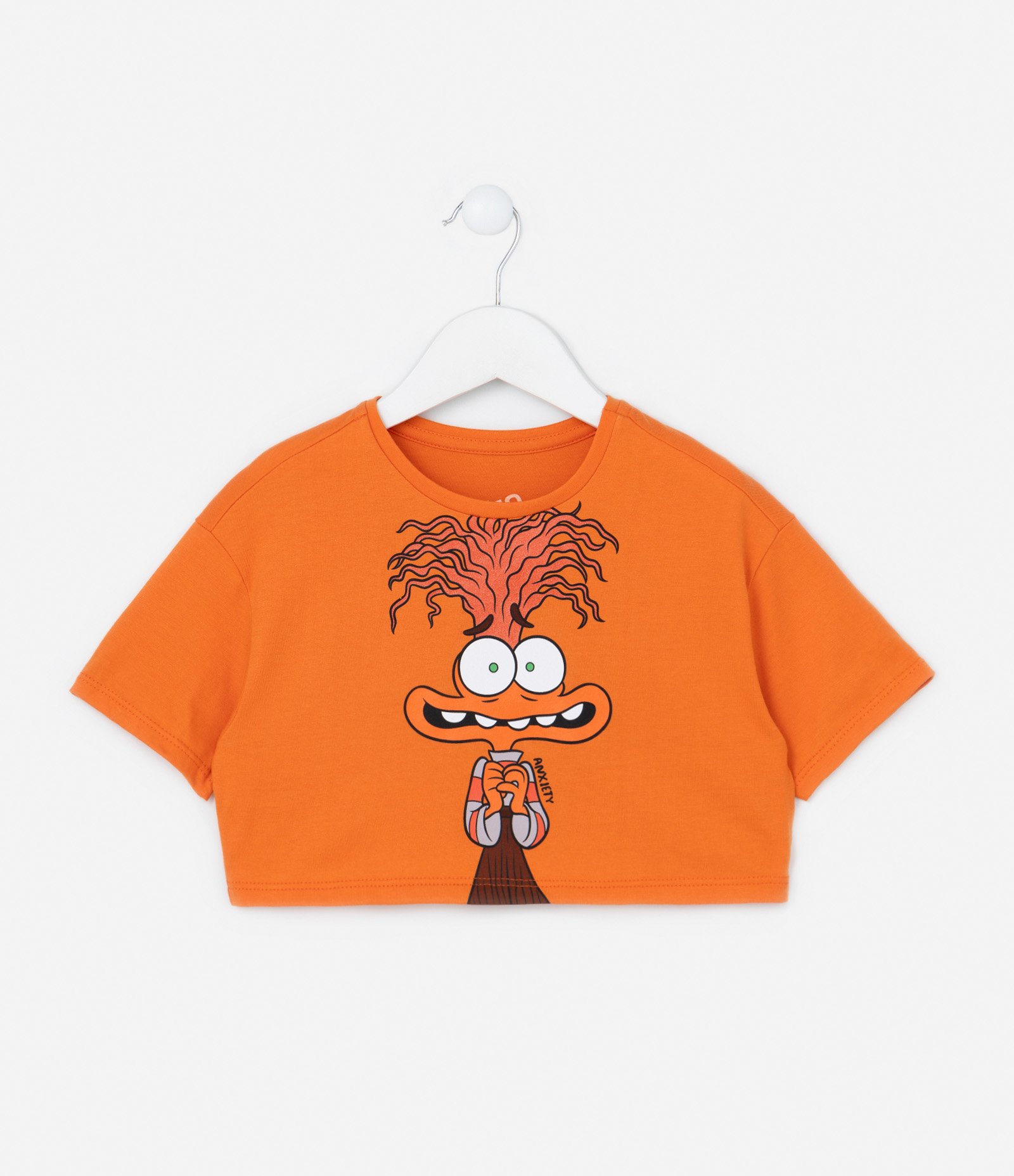 Camiseta Cropped Infantil com Estampa Divertidamente - Tam 2 a 10 Anos Laranja 1