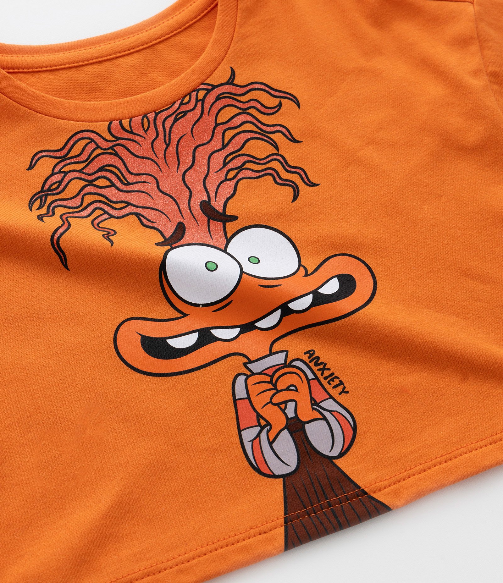 Camiseta Cropped Infantil com Estampa Divertidamente - Tam 2 a 10 Anos Laranja 4