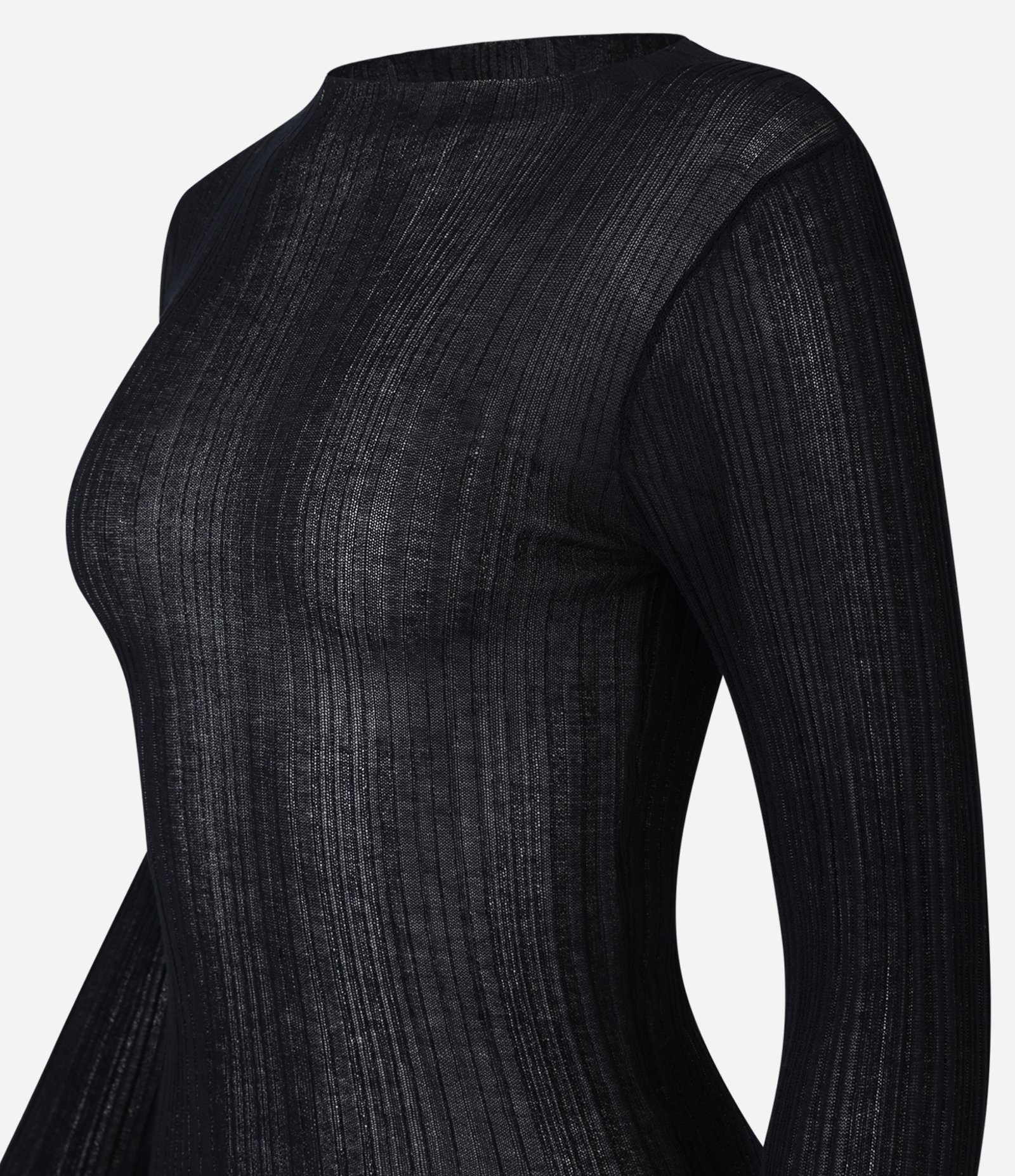 Blusa Tricô Canelada com Gola Alta Preto 7
