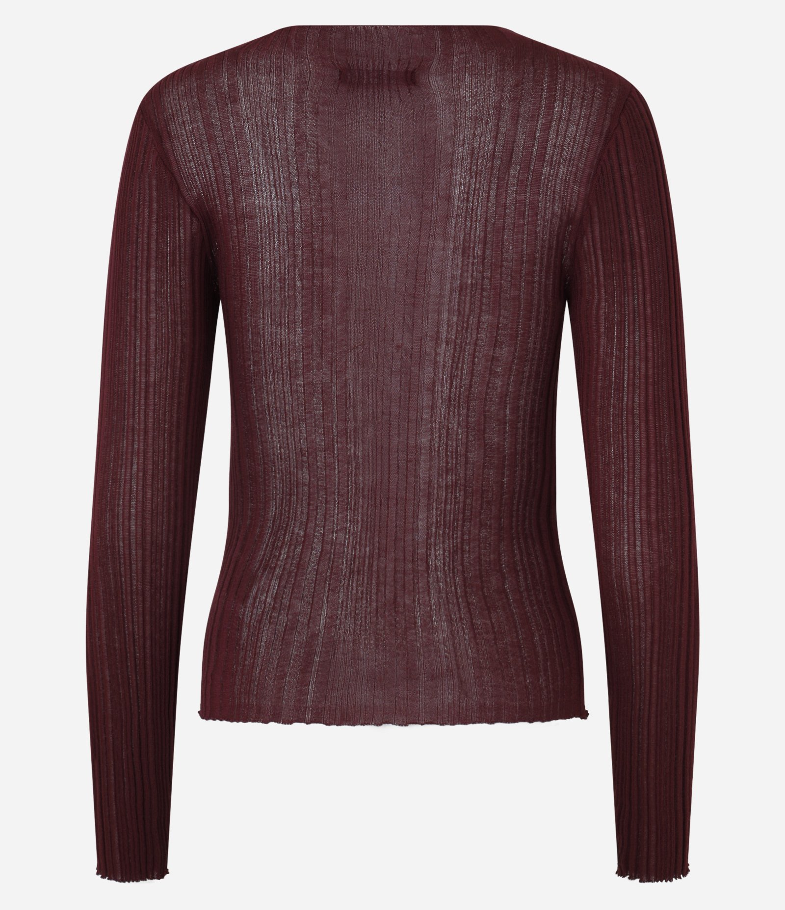 Blusa Tricô Canelada com Gola Alta Bordô 7