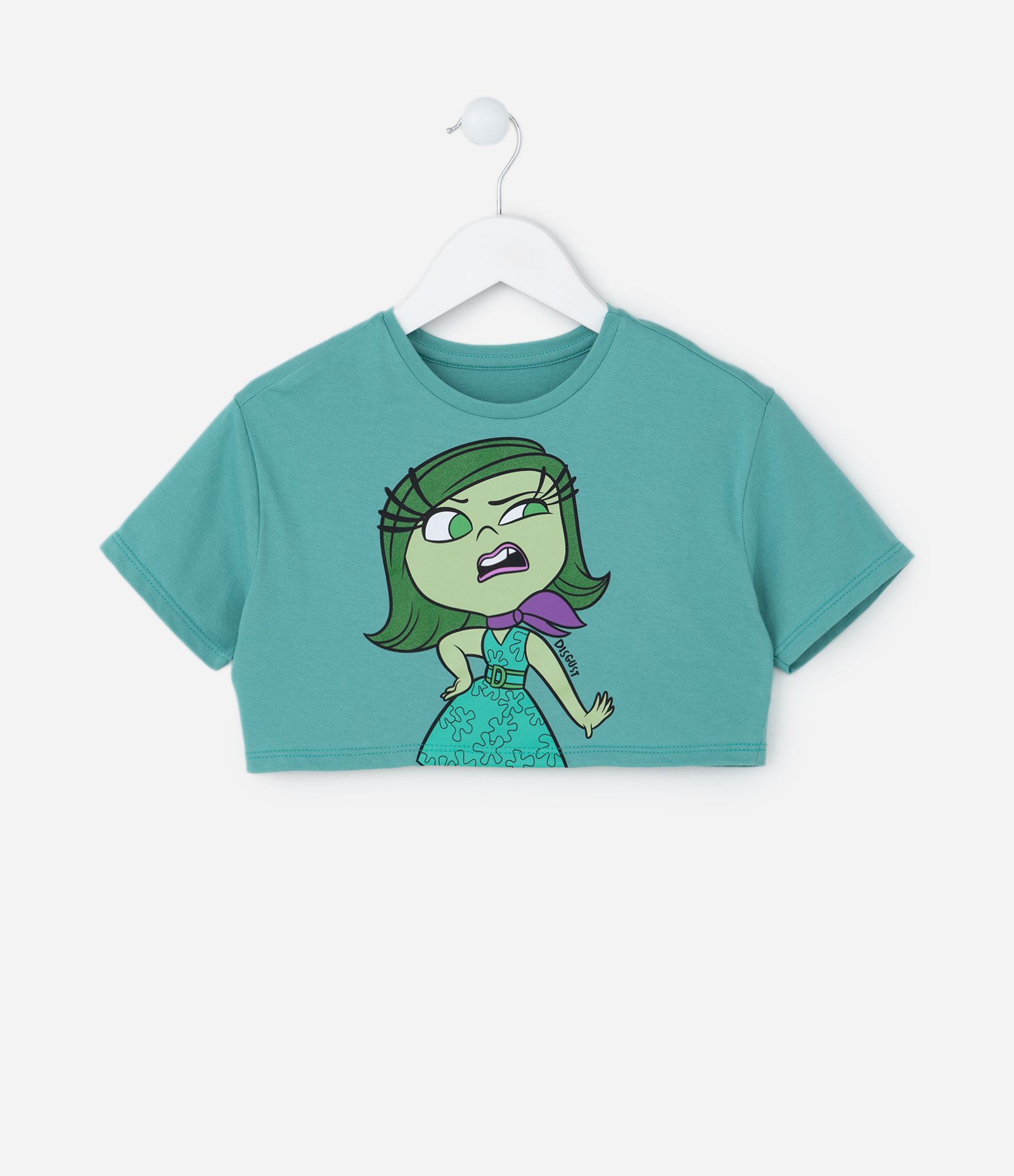 Camiseta Cropped Infantil com Estampa Divertidamente - Tam 2 a 10 Anos Verde 1
