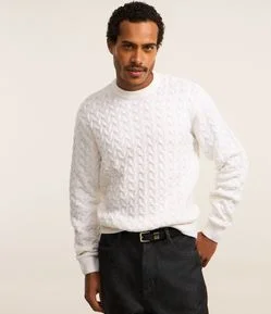 Suéter em Tricô com Textura Chevron