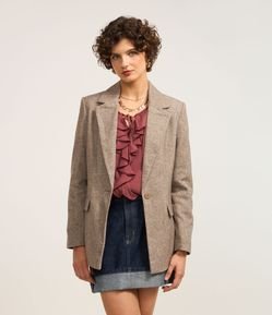Blazer Oversized em Alfaiataria com Textura e Bolsos com Lapela