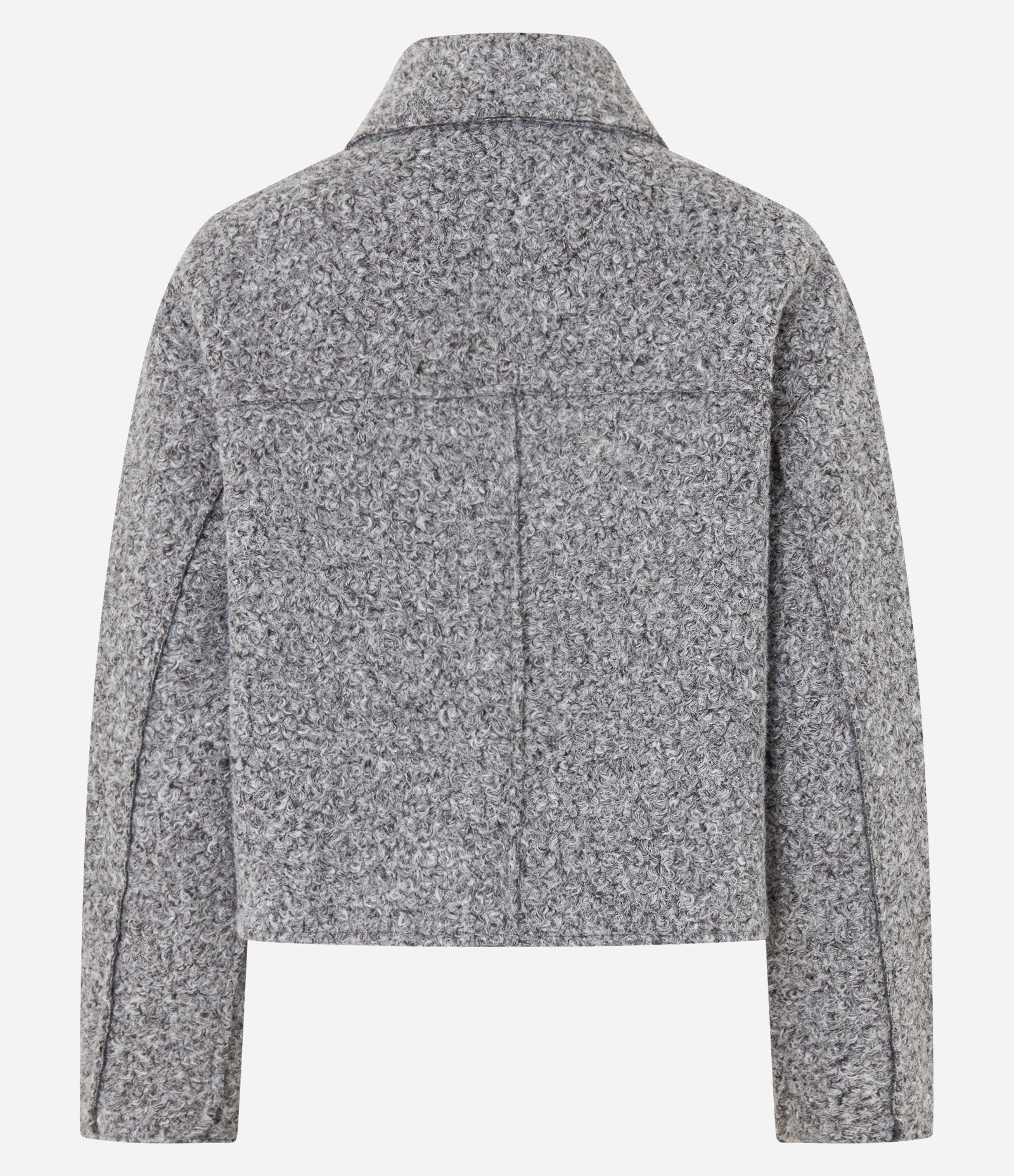 Jaqueta Boxy Curta Boucle com Bolsos Laterais Cinza 7