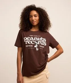 Camiseta Alongada em Algodão com Estampa Peanuts Records