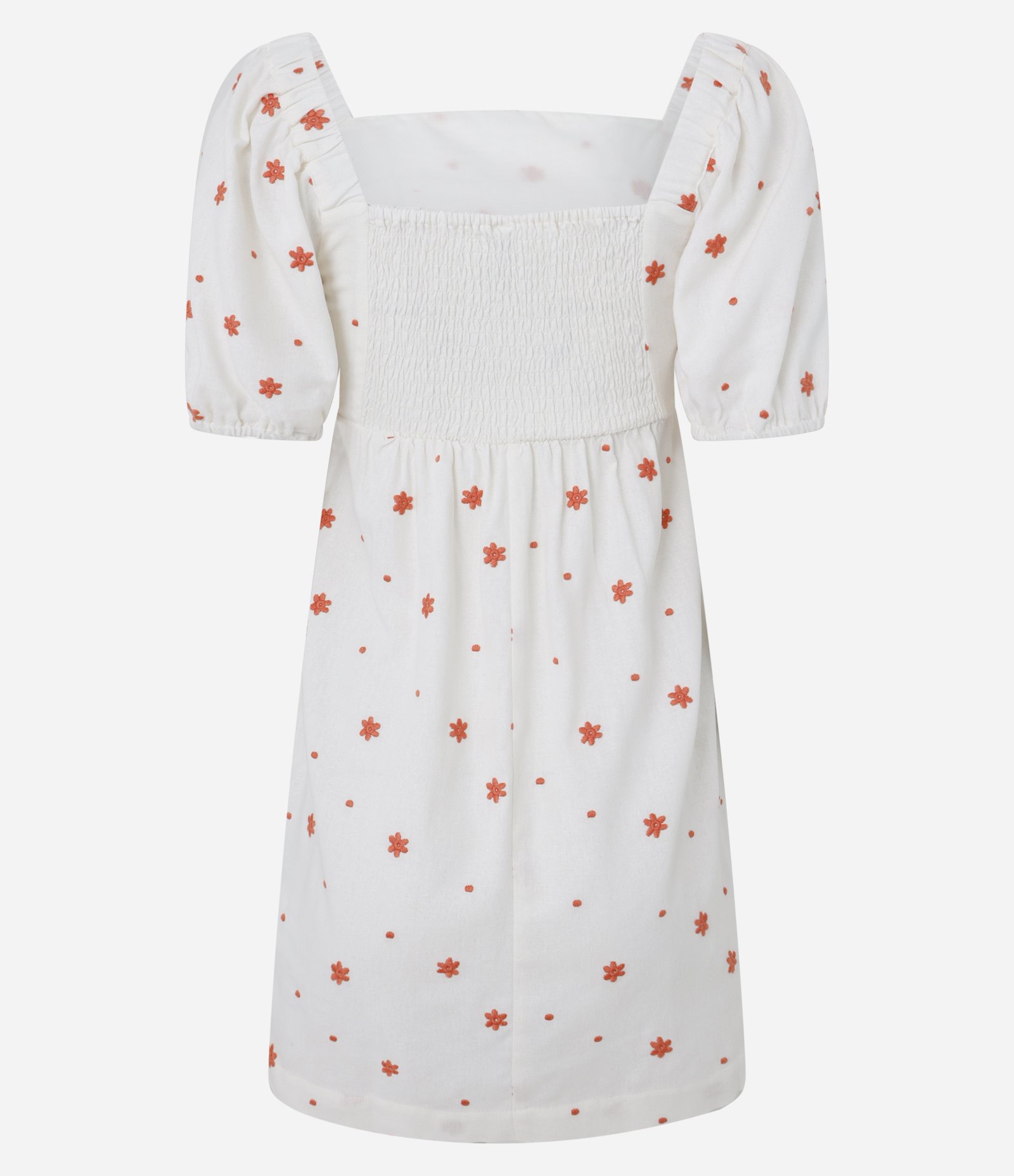 Vestido Curto em Viscolinho com Manga Bufante e Bordado Bege 8