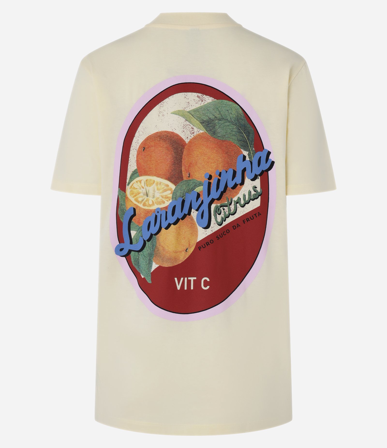 Camiseta Alongada em Algodão com Estampa Laranjinha Bege 6