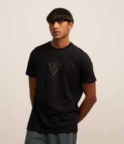 Camiseta Regular em Algodão com Estampa de Montanha