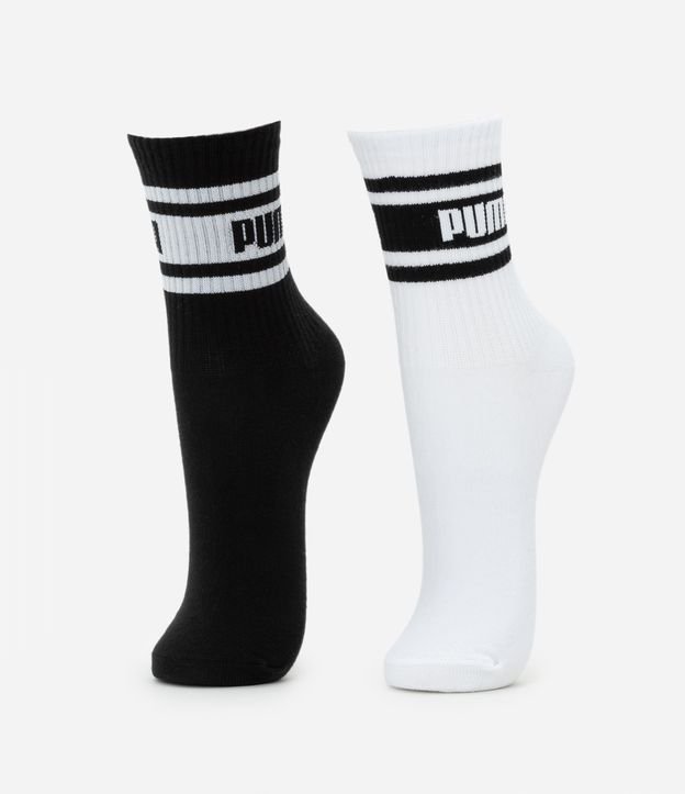 Kit 02 Meias em Algodão Texturizado com Listras Puma