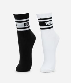 Kit 02 Meias em Algodão Texturizado com Listras Puma