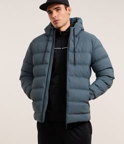 Jaqueta Puffer Esportiva sem Costura com Capuz