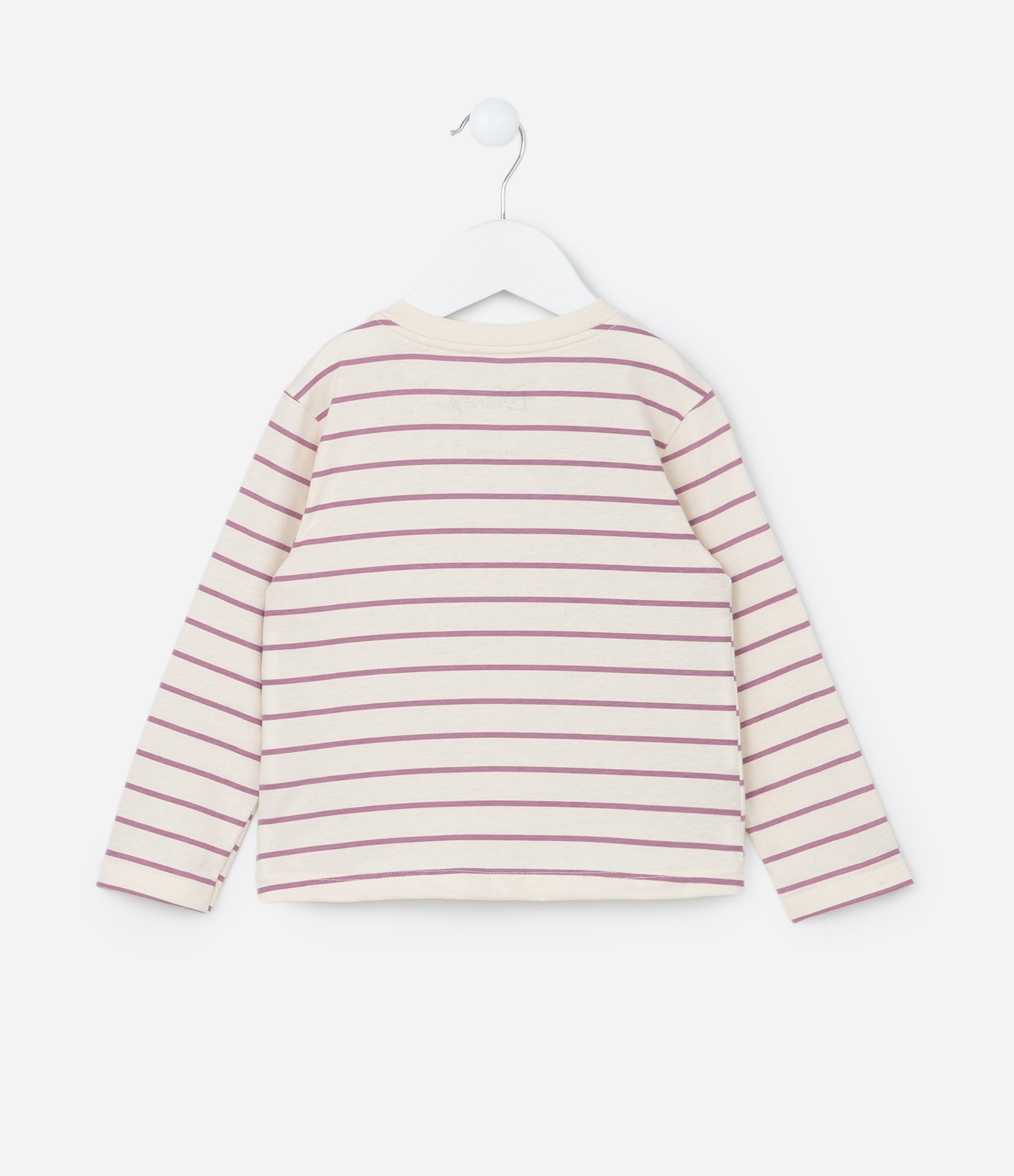 Camiseta Infantil com Estampa de Listras e Minnie - Tam 2 a 6 Anos Bege/Rosa 2