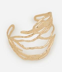 Bracelete em Metal com Aramado e Efeito Martelado