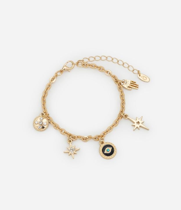 Pulseira em Metal com Pingentes Místicos
