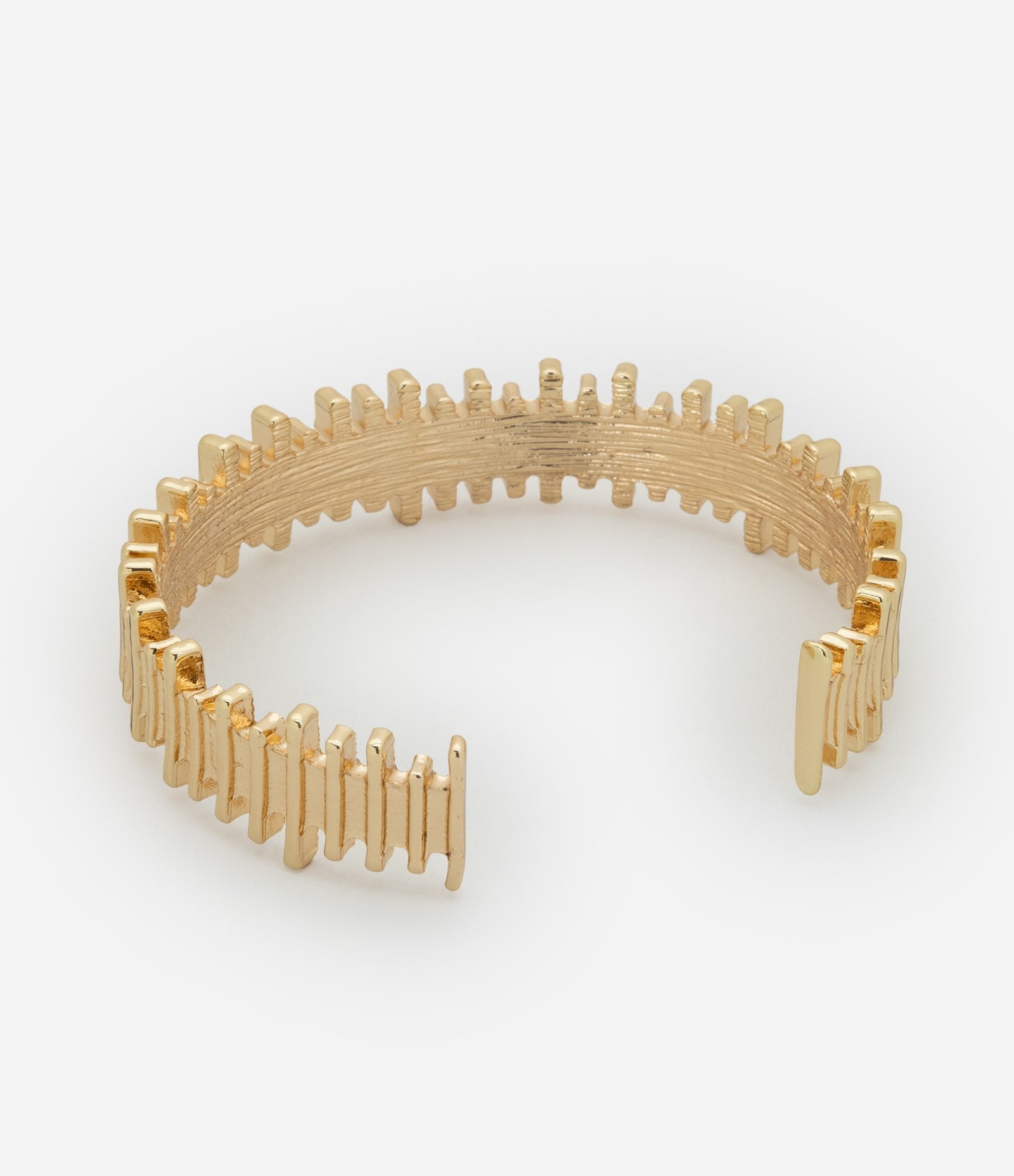 Bracelete Rígido em Metal com Texturas Dourado 3