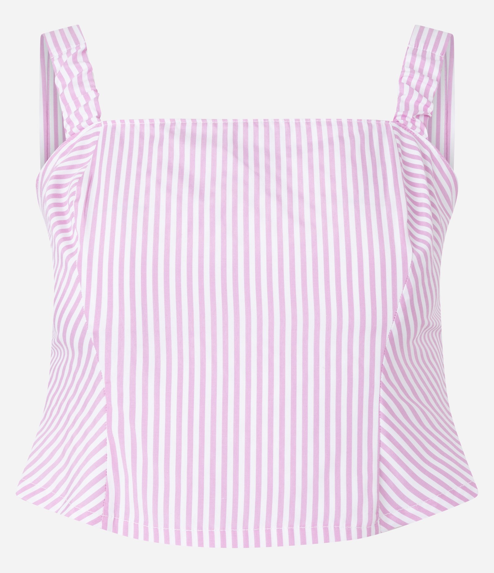 Blusa Cropped em Tricoline Listrada Rosa 5