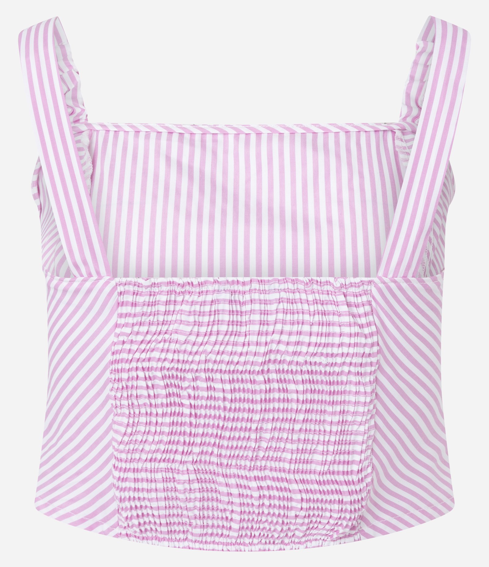 Blusa Cropped em Tricoline Listrada Rosa 6