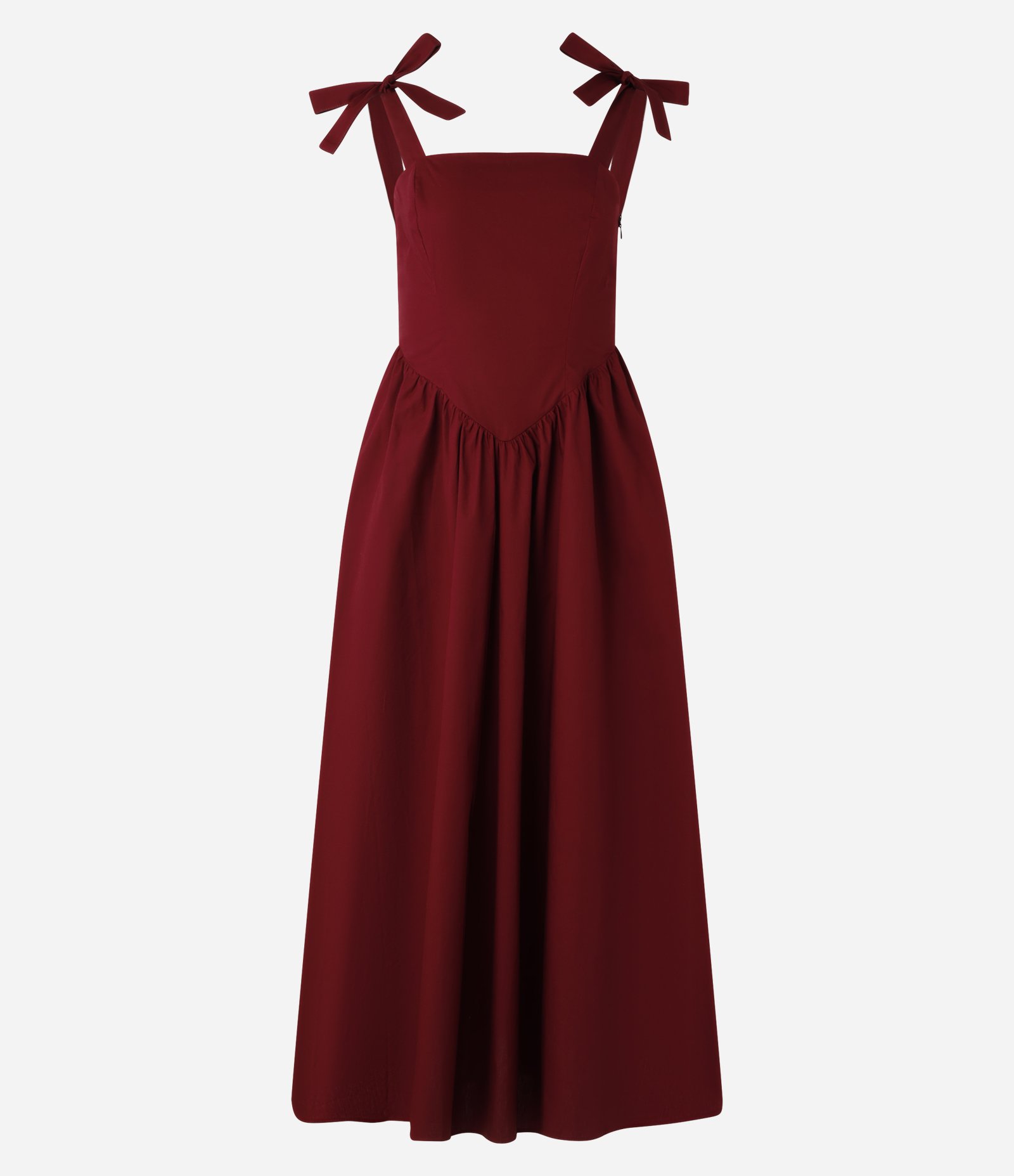 Vestido Midi Evasê em Tricoline com Cintura em V e Alças de Amarração 5