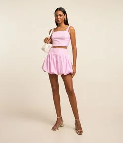 Mini Saia Balonê em Tricoline Listrado