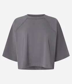 Blusa Cropped em Algodão com Cava Raglan