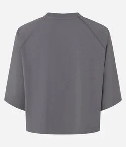 Blusa Cropped em Algodão com Cava Raglan