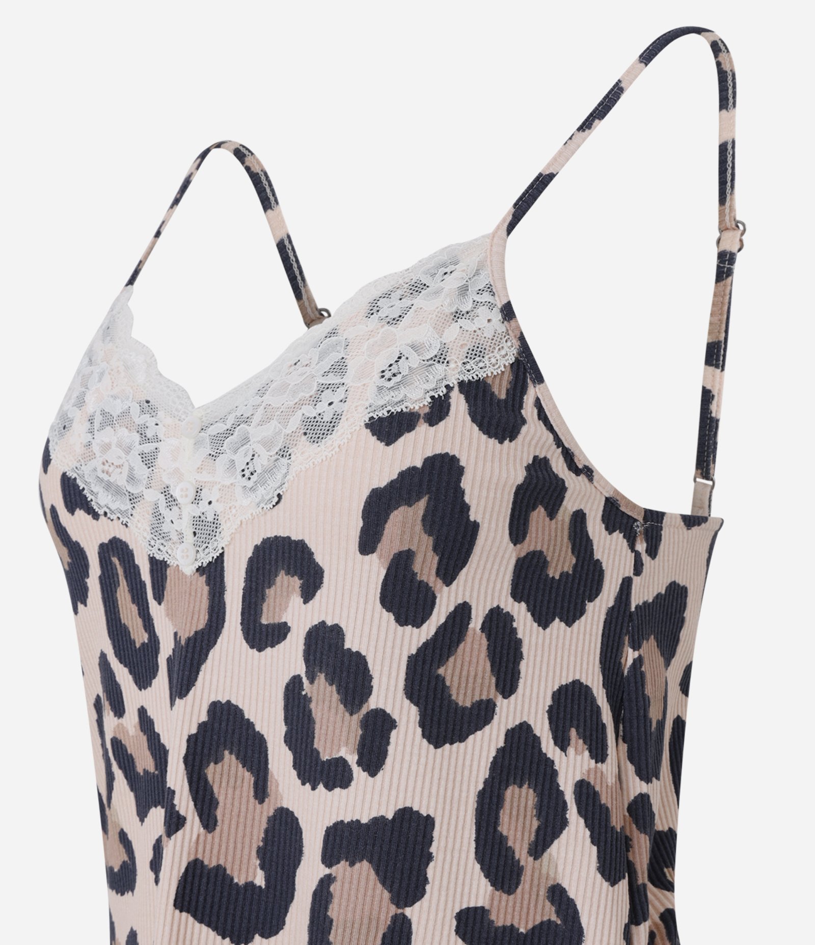 Pijama Short Doll em Ribana com Estampa Animal Print Bege 7