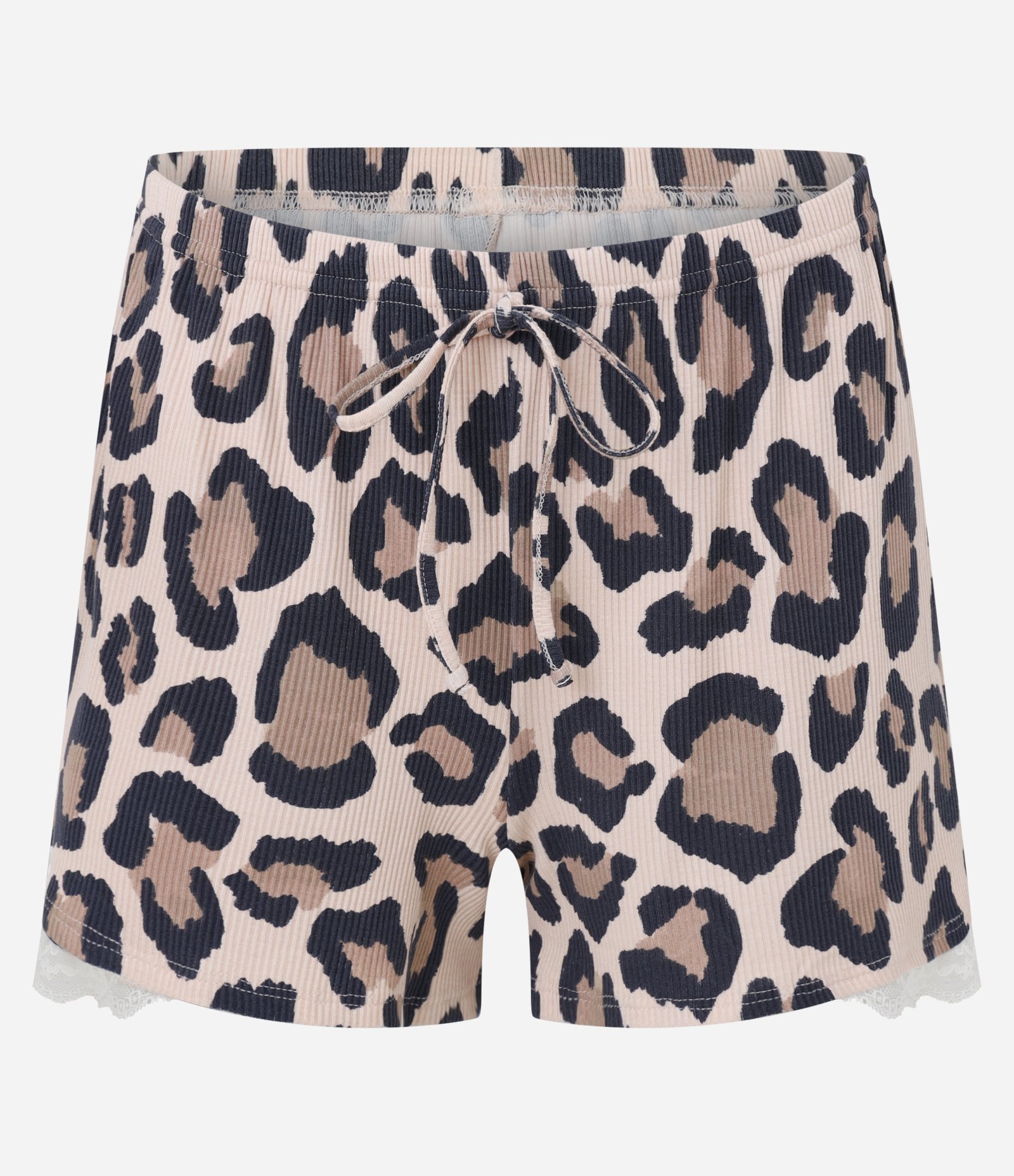 Pijama Short Doll em Ribana com Estampa Animal Print Bege 9