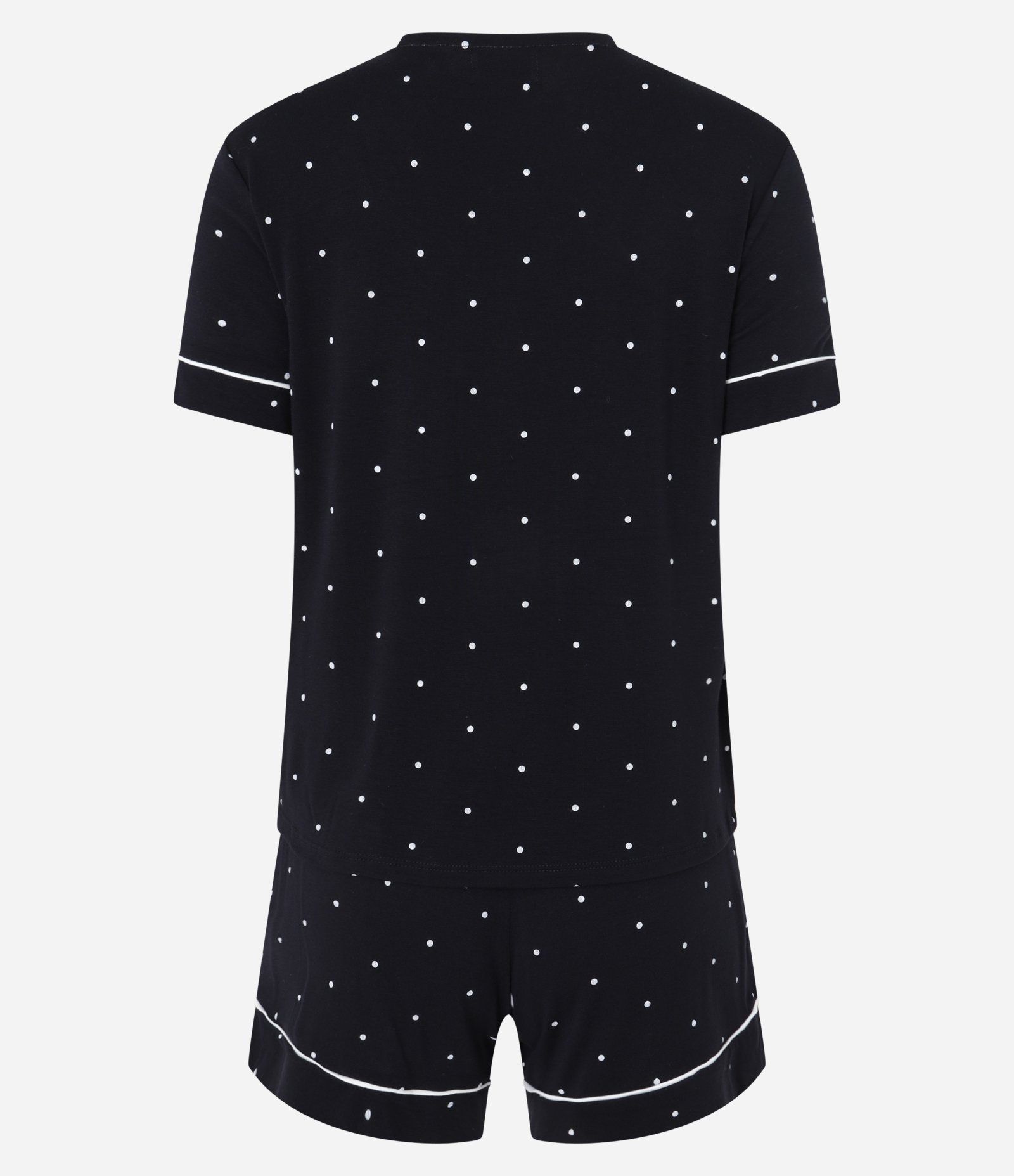 Pijama Short Doll Americano com Manga Curta e Estampa Poá Preto 6