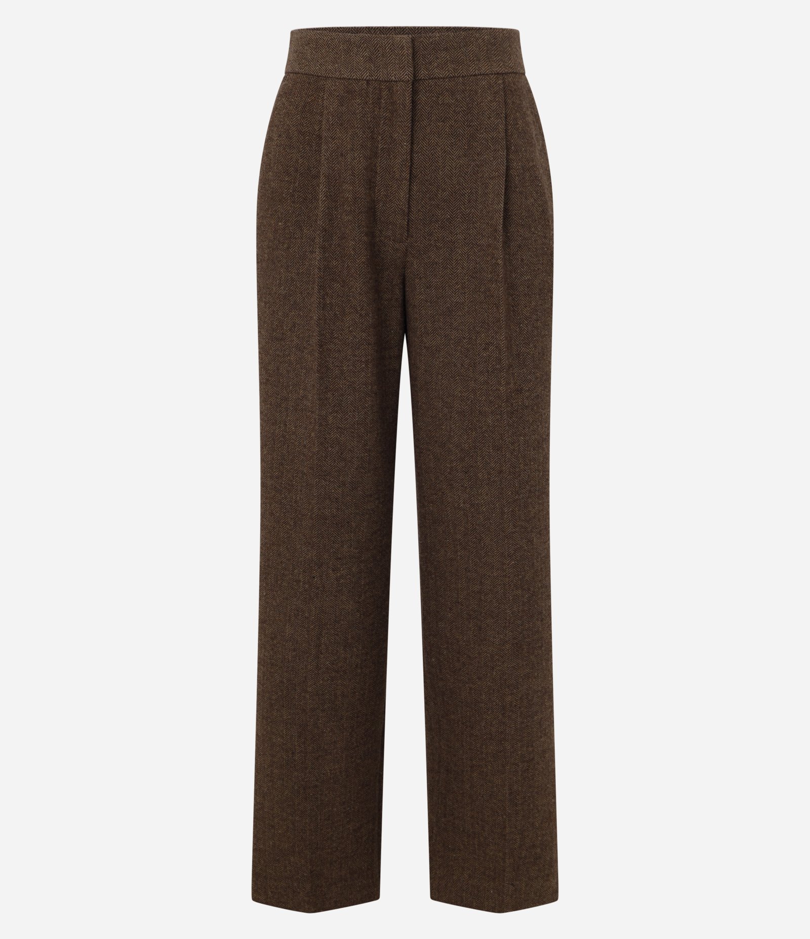 Calça Reta em Polivelour Quentinho com Cós Alfaiatado Marrom 8