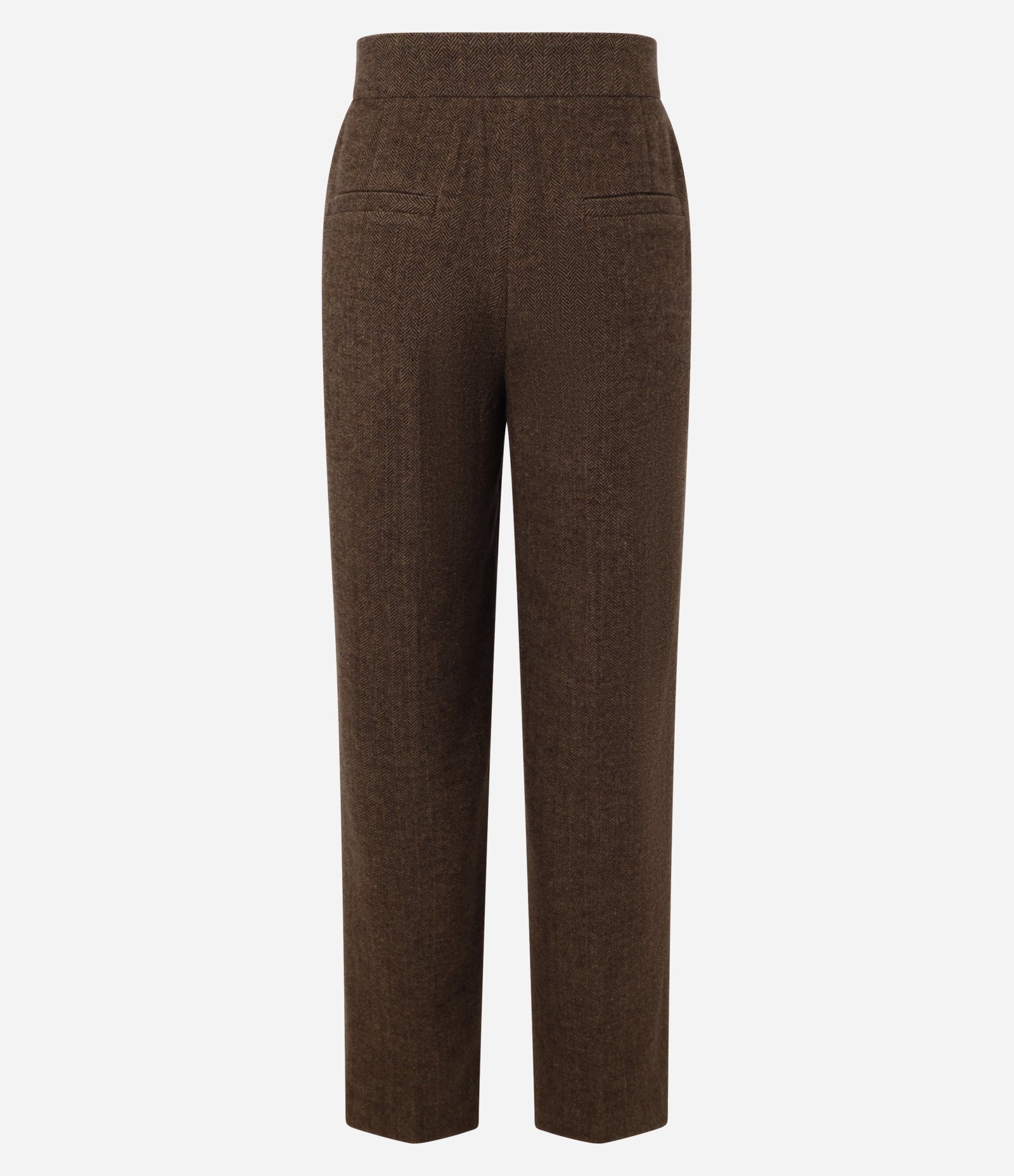 Calça Reta em Polivelour Quentinho com Cós Alfaiatado Marrom 9