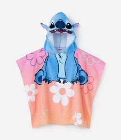 Poncho Infantil Atoalhado com Capuz e Estampa Stitch - Tam Único