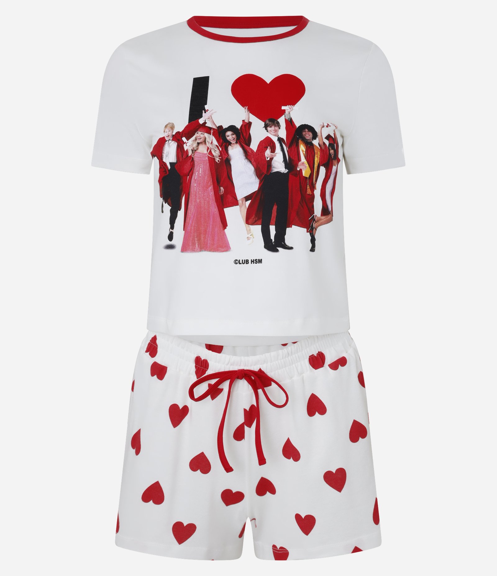 Pijama Short Doll em Algodão Estampa High School Musical Branco/Vermelho 5