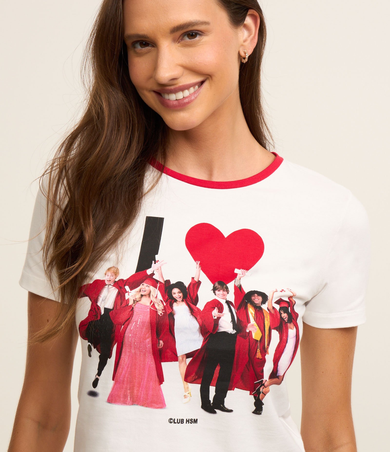 Pijama Short Doll em Algodão Estampa High School Musical Branco/Vermelho 3