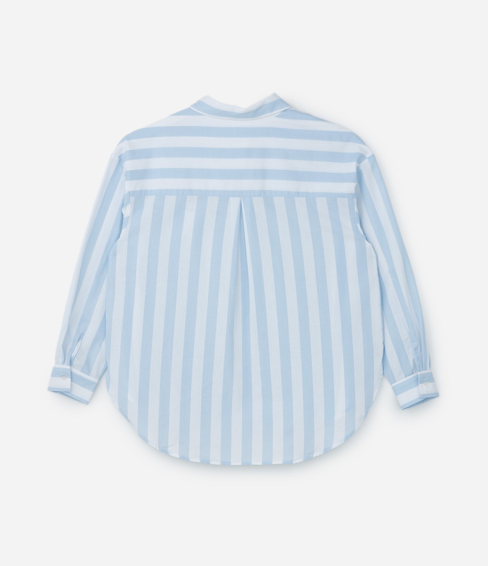 Camisa em Tricoline Listrada Curve & Plus Size Azul/Branco 6