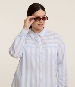 Camisa em Tricoline Listrada Curve & Plus Size