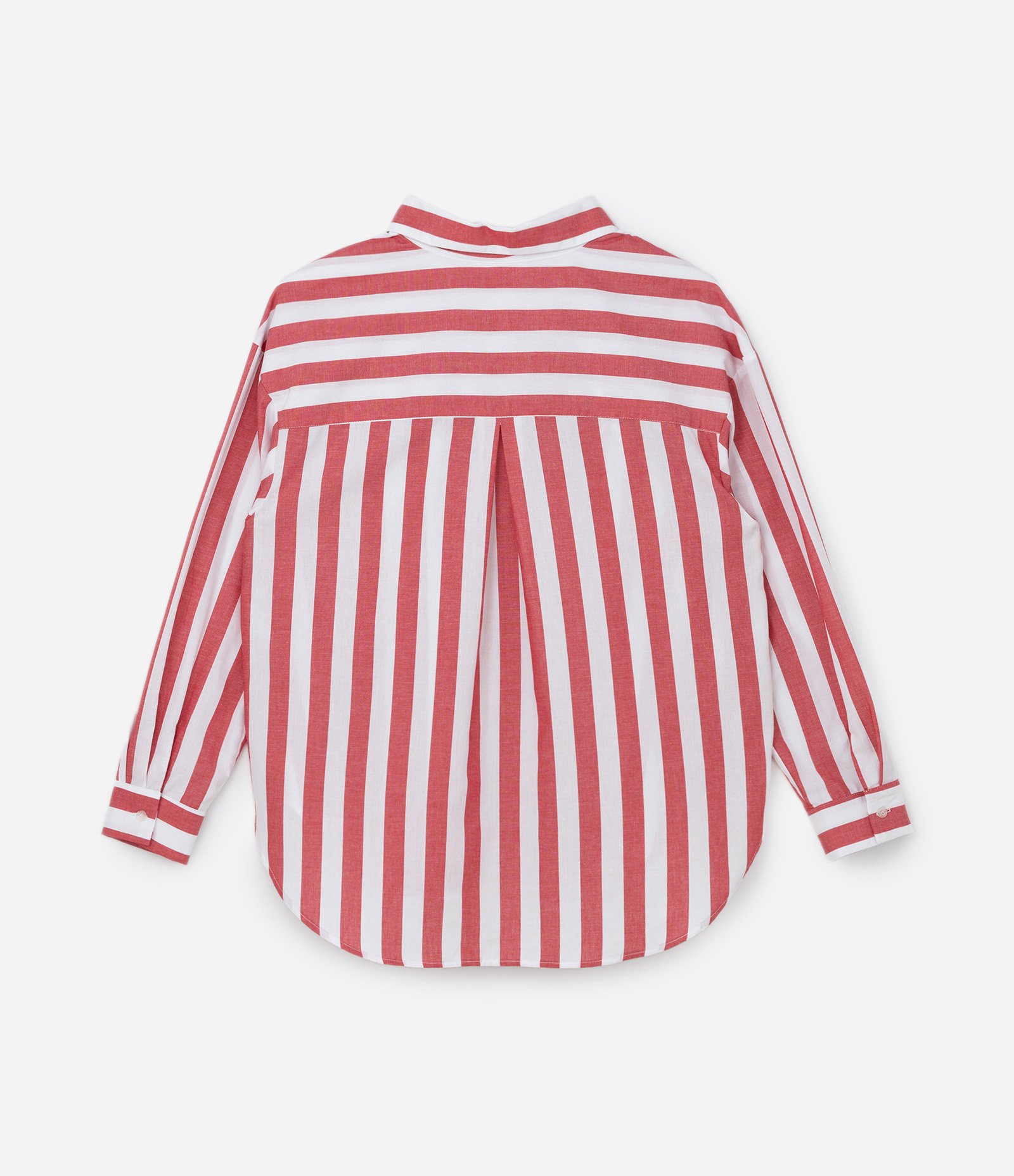Camisa em Tricoline Listrada Curve & Plus Size Vermelho/Branco 6
