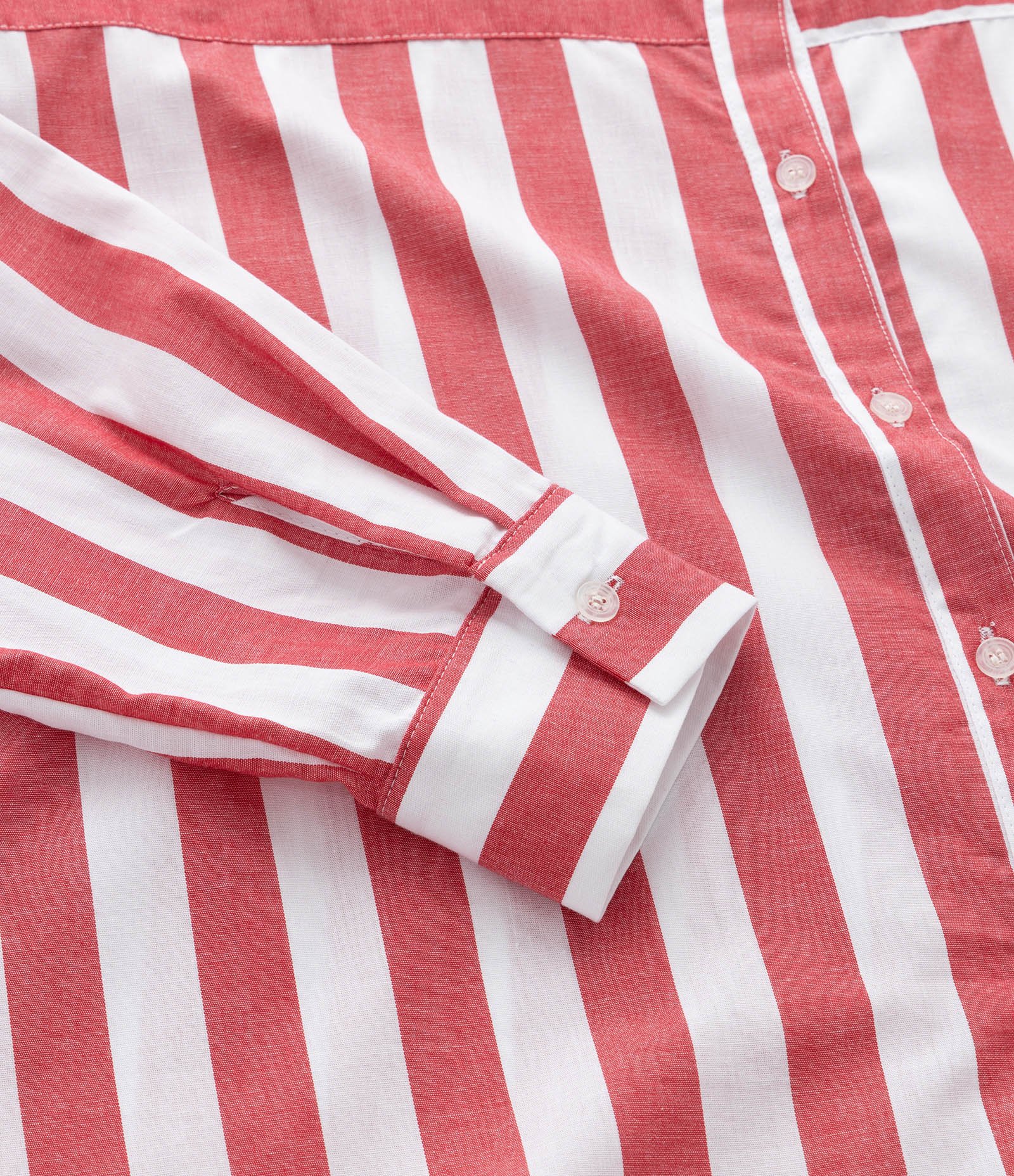 Camisa em Tricoline Listrada Curve & Plus Size Vermelho/Branco 8