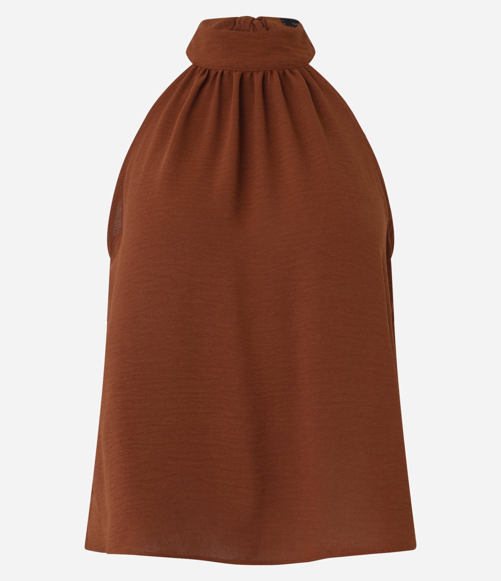 Blusa Sem Manga em Airflow com Gola Halter e Amarração Terracota 6