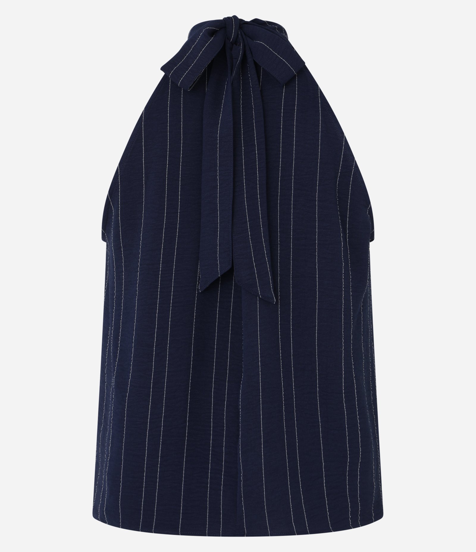 Blusa Listrada com Gola Halter e Efeito Airflow Azul 7