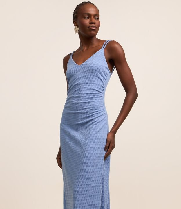 Vestido New Midi com Decote em V e Alça Dupla