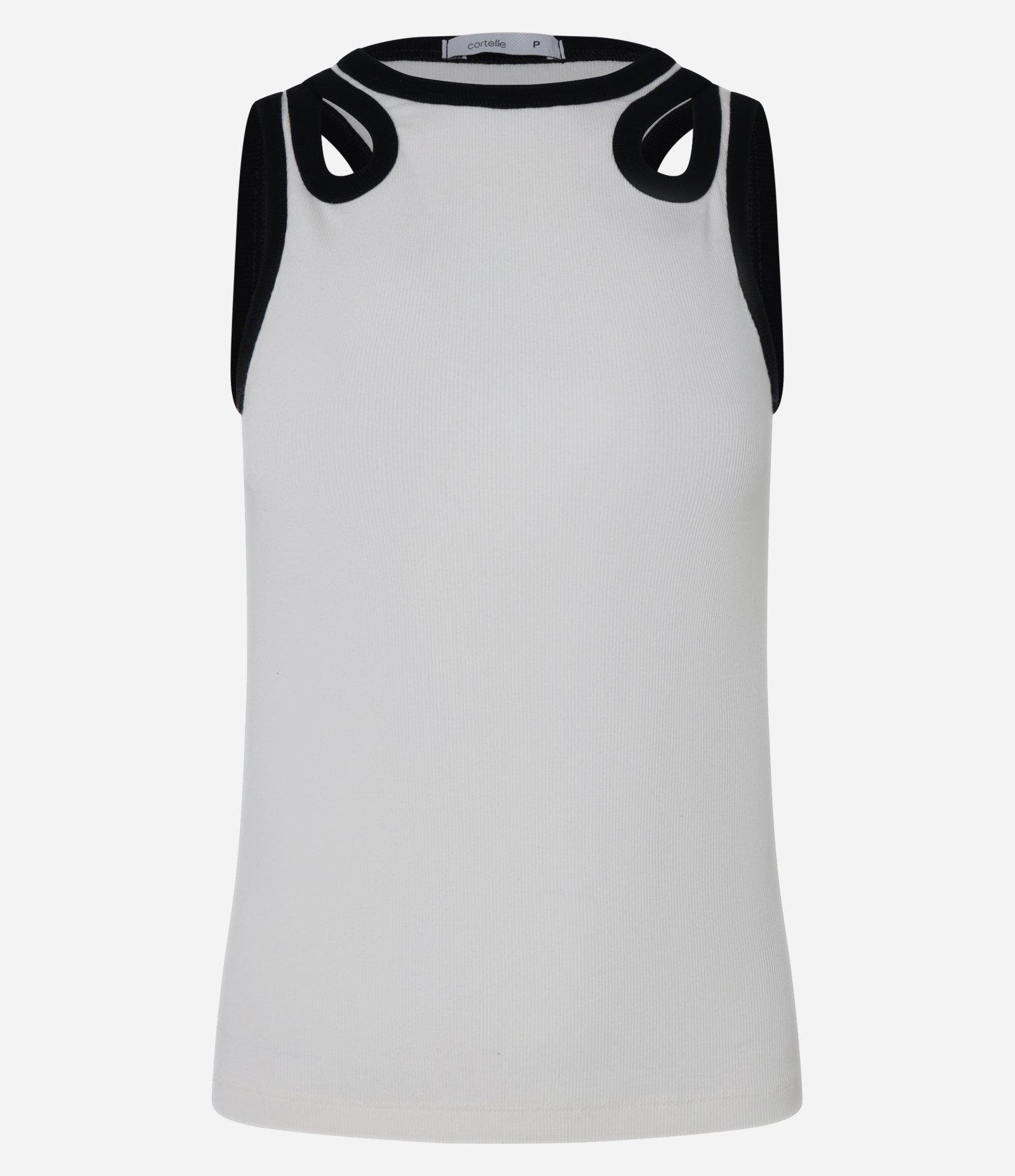 Blusa em Ribana com Vazado de Gota Contrastante Branco 5