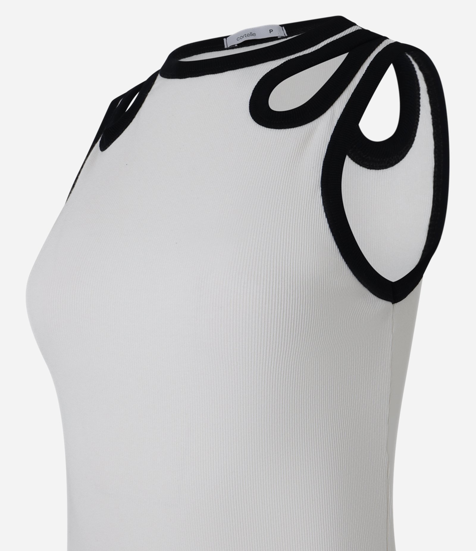 Blusa em Ribana com Vazado de Gota Contrastante Branco 6