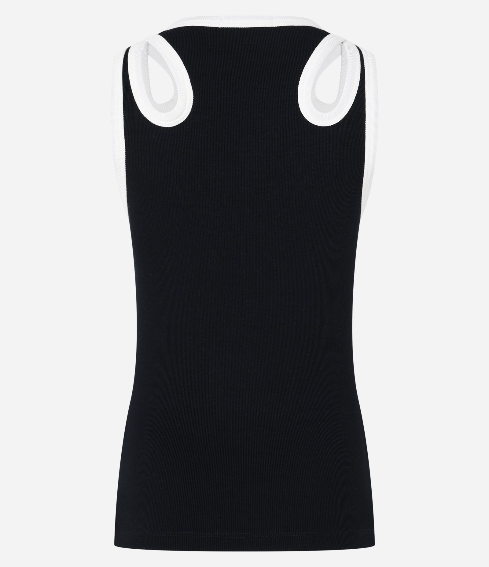 Blusa em Ribana com Vazado de Gota Contrastante Preto 7