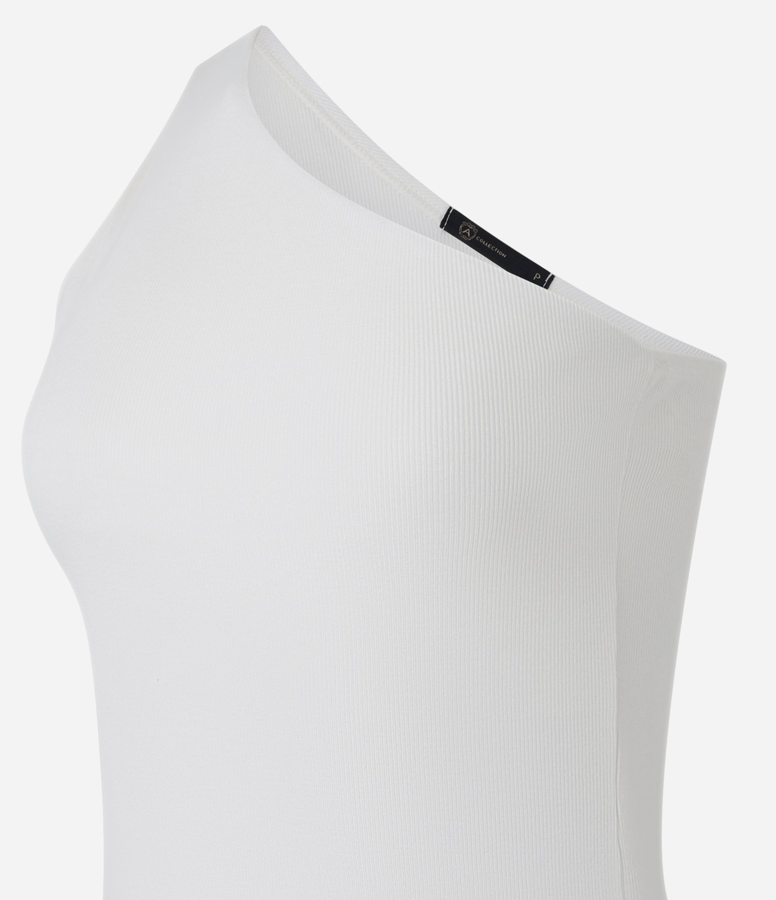 Blusa em Ribana com Ombro Único Branco 5