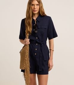 Macaquinho em Viscolinho com Cinto de Tecido